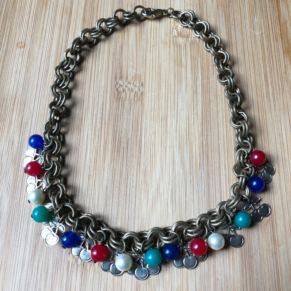 Vintage Necklace w Colorful Beads and Cherries